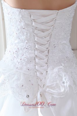 Appliques Tulle Sweetheart Brush Wedding Dress Beaded