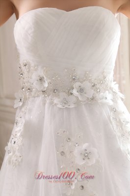 Sweetheart Beaded Appliques Brush Wedding Dress