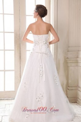 Sweetheart Beaded Appliques Brush Wedding Dress