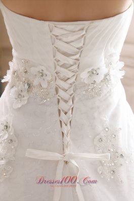 Sweetheart Beaded Appliques Brush Wedding Dress