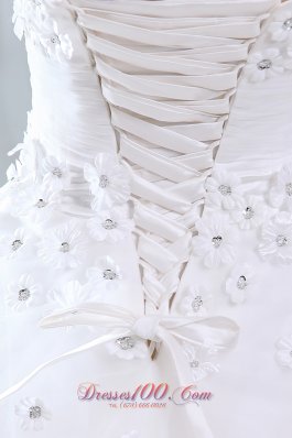 Appliques Strapless Tulle A Line Wedding Dress