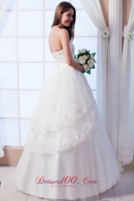 Sweetheart Hand Made Flowers Appliques Wedding Dress