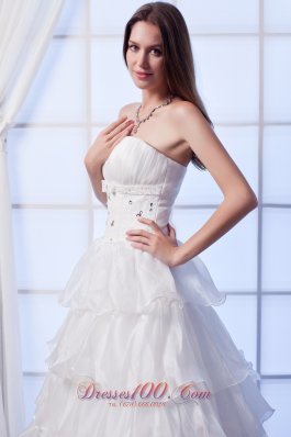 Layers Strapless Beading Organza Wedding Dress