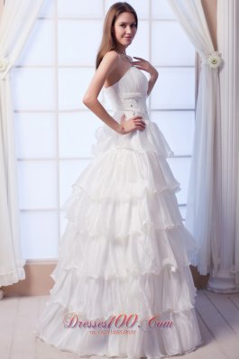 Layers Strapless Beading Organza Wedding Dress