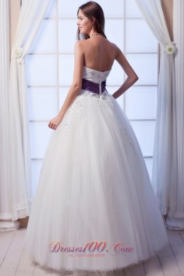 Hand Made Flowers Beaded Tulle Wedding Dress Colored