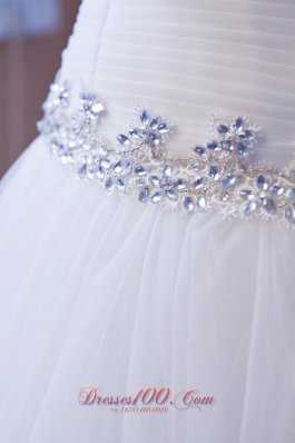 Beading Tulle Belt Colored Wedding Dress With Straps