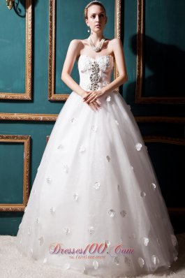 Ball Gown Beaded Sweetheart Appliques Wedding Dresses