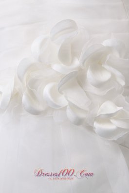 One Shoulder Flowers Ruched Chapel Wedding Dresses