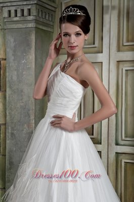 Feather One Shoulder Court Train Wedding Dresses