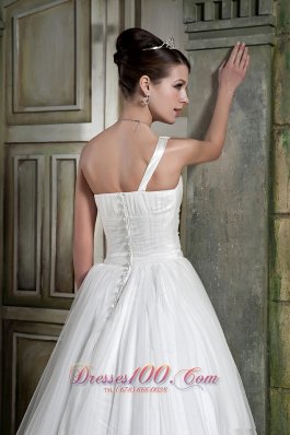 Feather One Shoulder Court Train Wedding Dresses