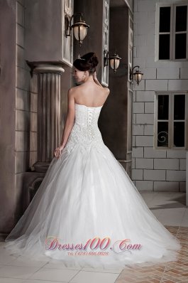 Beading Strapless Ball Gown Court Train Wedding Dress