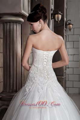 Beading Strapless Ball Gown Court Train Wedding Dress