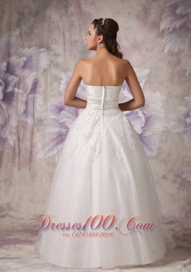 Strapless Beading Tulle Beach Wedding Dress A Line