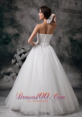 Tulle Beaded Strapless Bridal Gown Wedding Dress