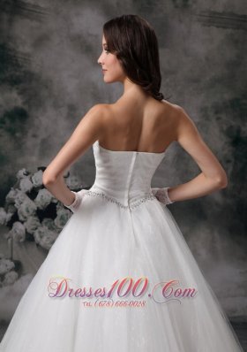 Tulle Beaded Strapless Bridal Gown Wedding Dress