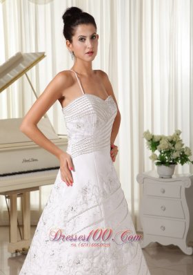 Spaghetti Strap Beaded Wedding Dress Embroidery