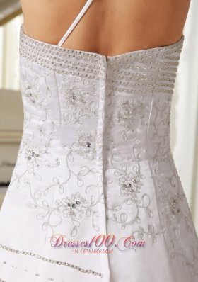 Spaghetti Strap Beaded Wedding Dress Embroidery