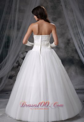 Sweetheart Appliques Tulle Wedding Dress Beaded