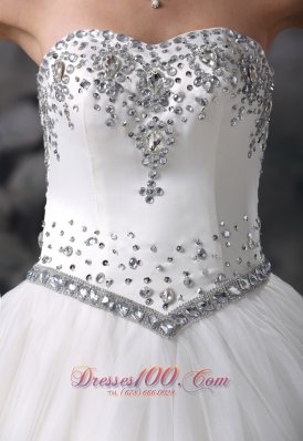 Ball Gown Beaded Wedding Dress With Gloves