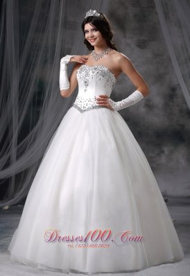 Ball Gown Beaded Wedding Dress With Gloves