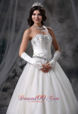 Ball Gown Beaded Wedding Dress With Gloves