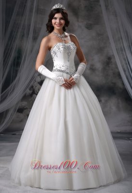 Ball Gown Beaded Wedding Dress With Gloves