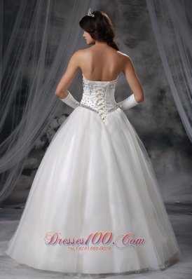 Ball Gown Beaded Wedding Dress With Gloves