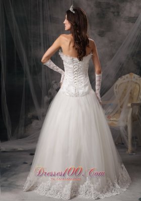 Strapless Organza Beading Lace Wedding Dress