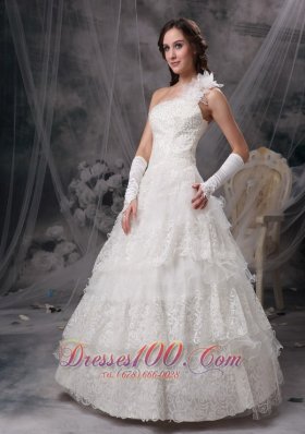 One Shoulder Lace Wedding Dress For Brides