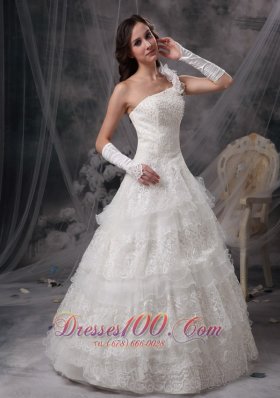 One Shoulder Lace Wedding Dress For Brides