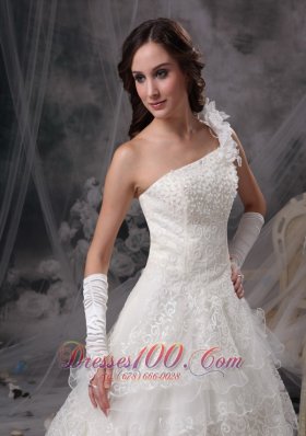 One Shoulder Lace Wedding Dress For Brides