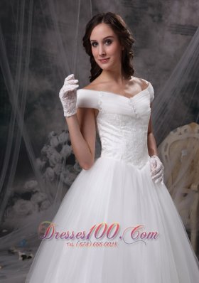 Customize Appliques Off The Shoulder Wedding Dress