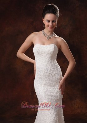 Mermaid Brush Train Lace Bridal Wedding Dress