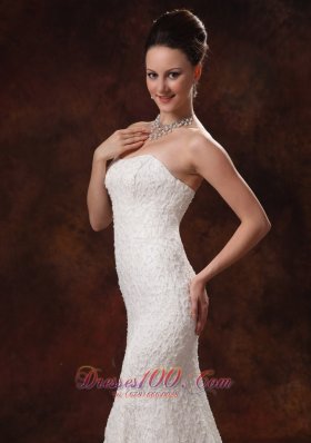 Mermaid Brush Train Lace Bridal Wedding Dress