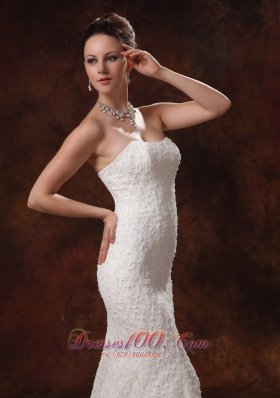 Mermaid Brush Train Lace Bridal Wedding Dress