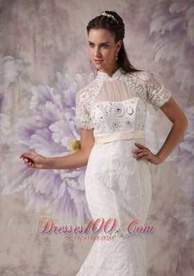 Mermaid High Neck Lace Beading Wedding Dresses