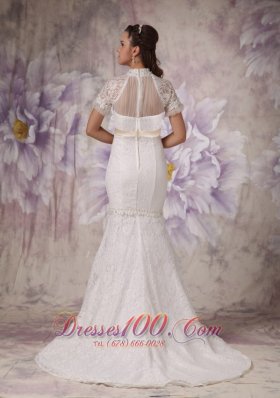 Mermaid High Neck Lace Beading Wedding Dresses