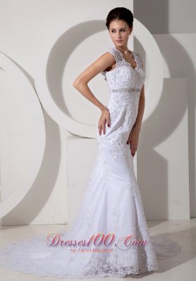 Mermaid Court Train Lace Beads Wedding Dress