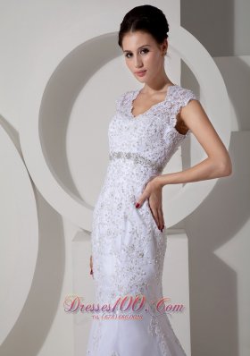 Mermaid Court Train Lace Beads Wedding Dress