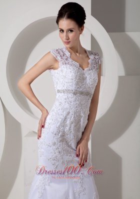 Mermaid Court Train Lace Beads Wedding Dress