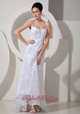 Beading Brush Lace Beach Wedding Dress With Straps