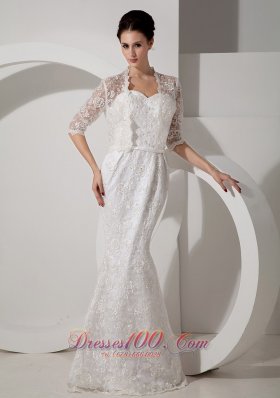 Sweetheart Mermaid Lace Jacket Wedding Dress Sash