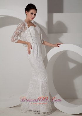 Sweetheart Mermaid Lace Jacket Wedding Dress Sash