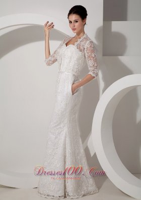 Sweetheart Mermaid Lace Jacket Wedding Dress Sash