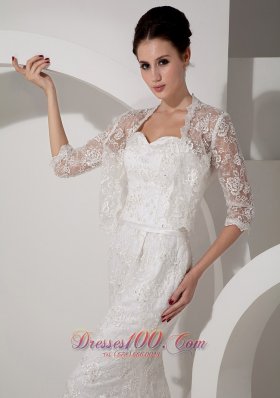 Sweetheart Mermaid Lace Jacket Wedding Dress Sash