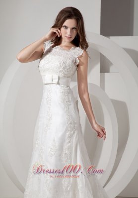 Square Court Train Wedding Bridal Dress Sashed