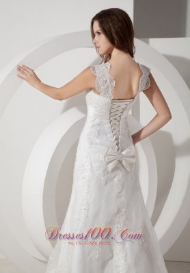 Square Court Train Wedding Bridal Dress Sashed