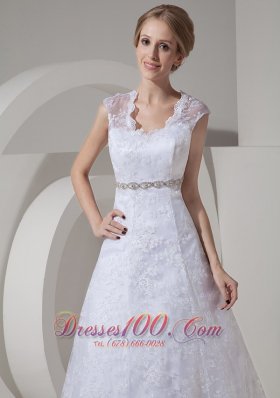 Lace Beading Court Train Bridal Gown Wedding Dress