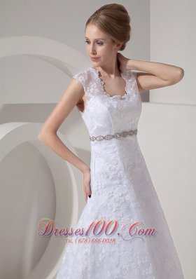 Lace Beading Court Train Bridal Gown Wedding Dress