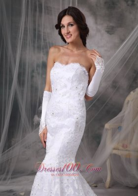 Mermaid Lace Beaded Sweetheart Court Wedding Dress